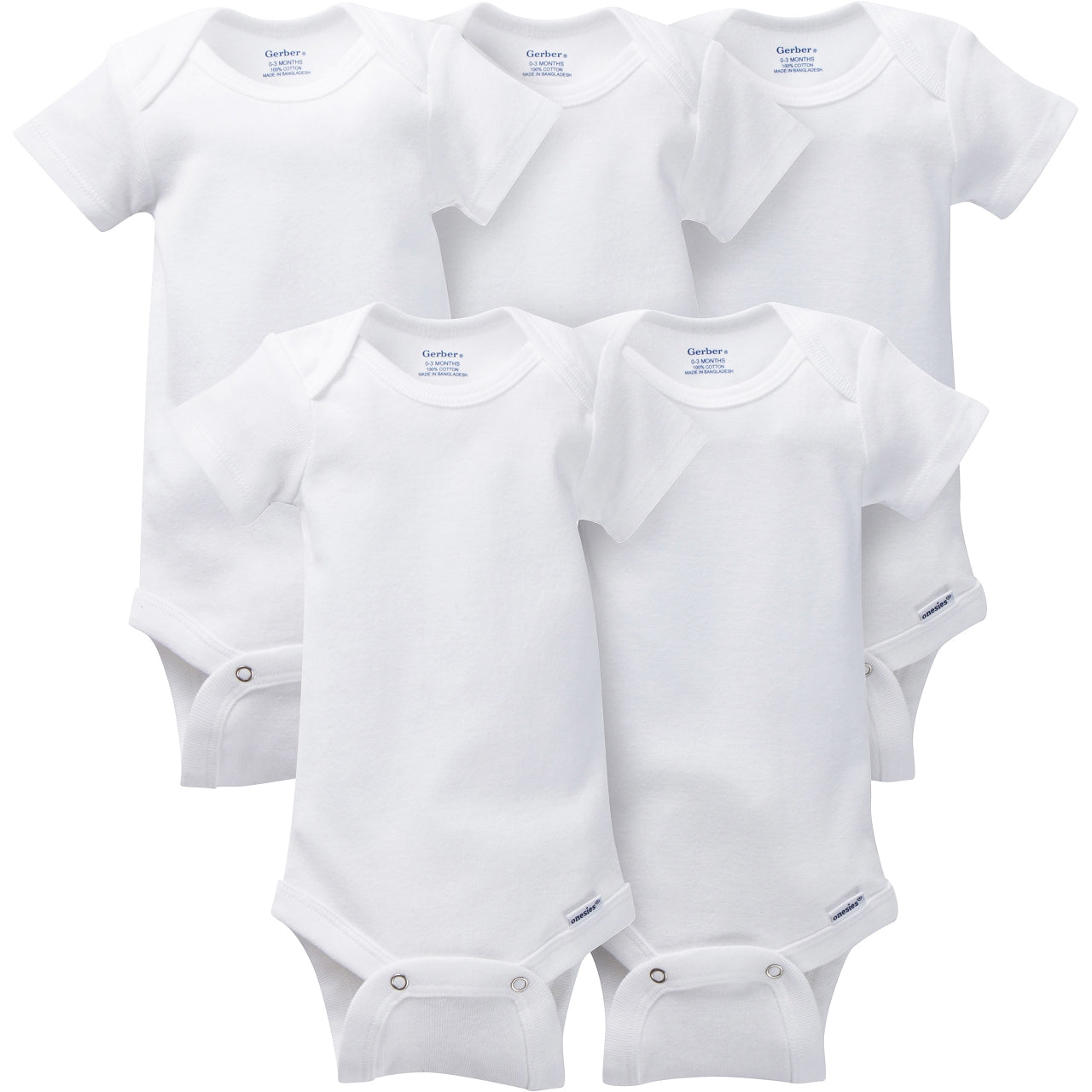 Gerber White Preemie Onesies 5pk