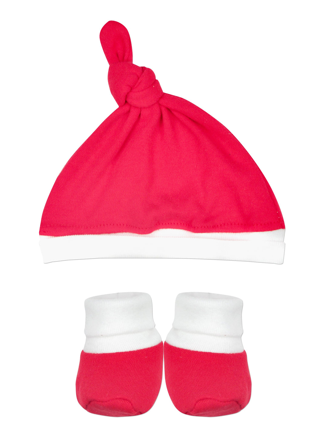 Red and White Knot Hat & Bootie Set