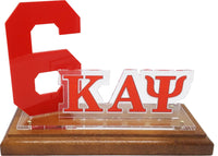 Kappa Alpha Psi Line #6 Desktop Piece with Wooden Base [Brown - 8" x 5.4"]
