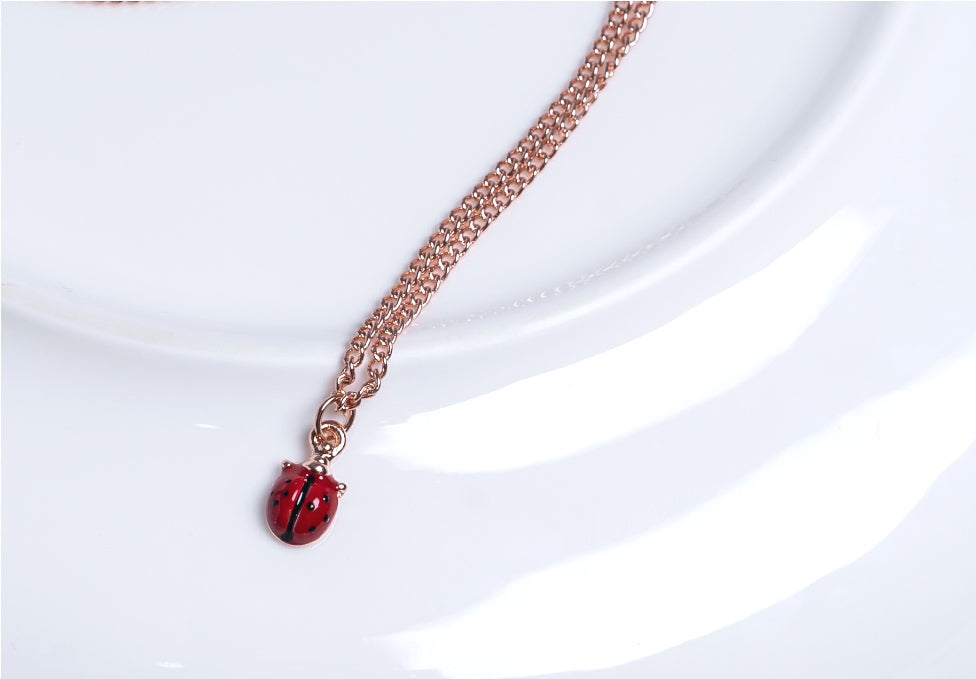 Rose Gold Dainty Ladybug Necklace - mintMONGOOSE Jewelry Subscript product image