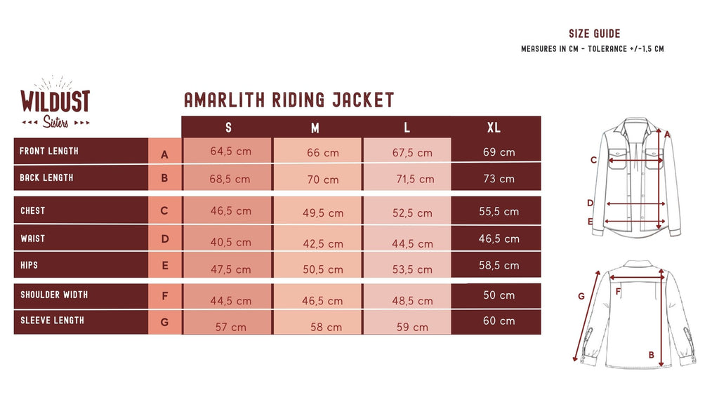 Wildust Sisters Shirt Size Guide - Salt Flats Clothing