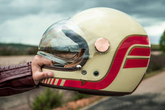 ByCity Roadster II Wing in Cream and Red Full face Retro Helmet