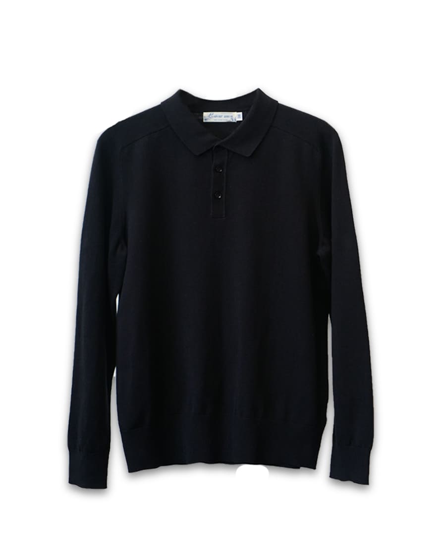 Long-sleeve Polo Shirt Slim Cut in Cream&Khaki -Labour Union Clothing ...