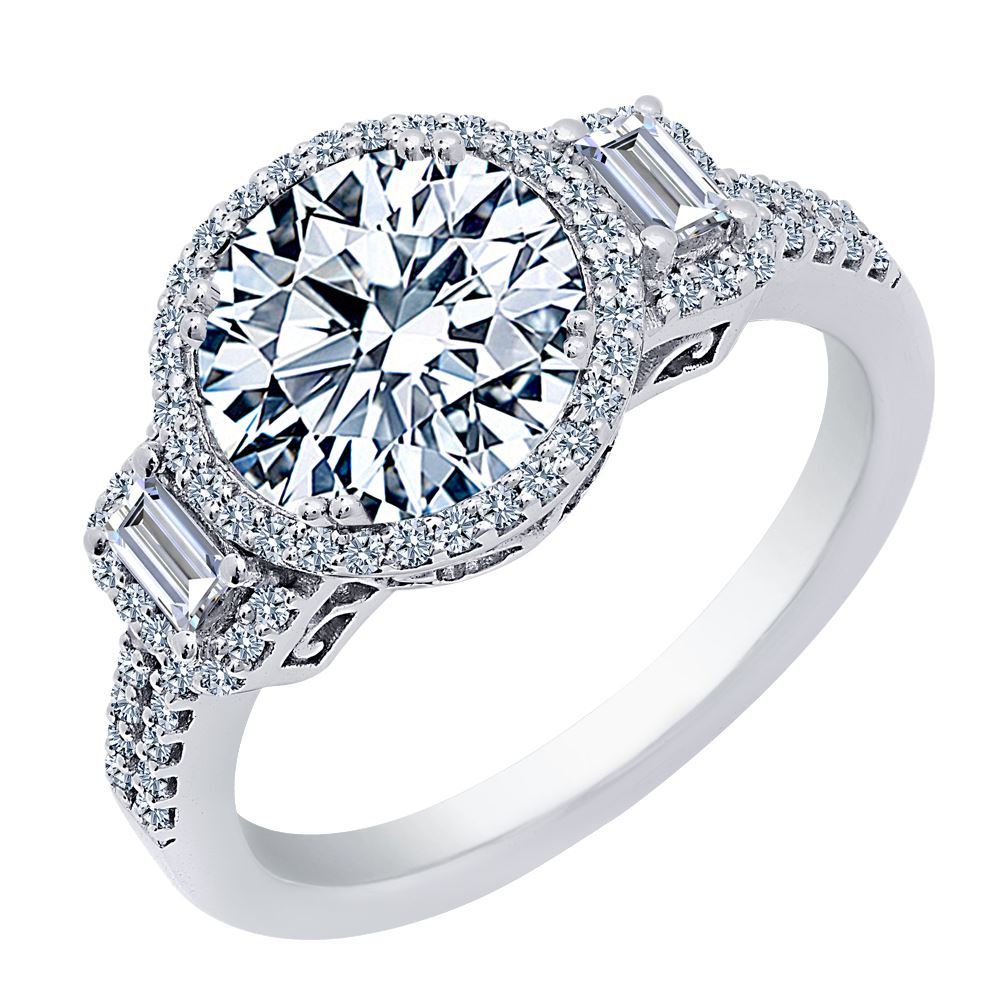 Round Diamond Halo Engagement Ring from the Romance Collection