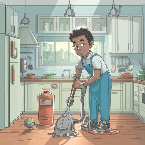 Keep your home hygienic and clean, especially the kitchen and food areas. This reduces the chances of insects and other critters entering your home. cartoon style保持家中的衛生和清潔，尤其是廚房和食物區域。這可以減少昆蟲和其他小動物進入家中的機會。