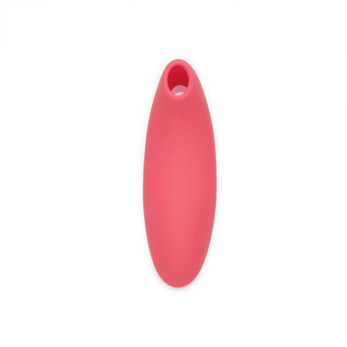 Front view of orange silicone air pressure clitoral stimulator with round opening