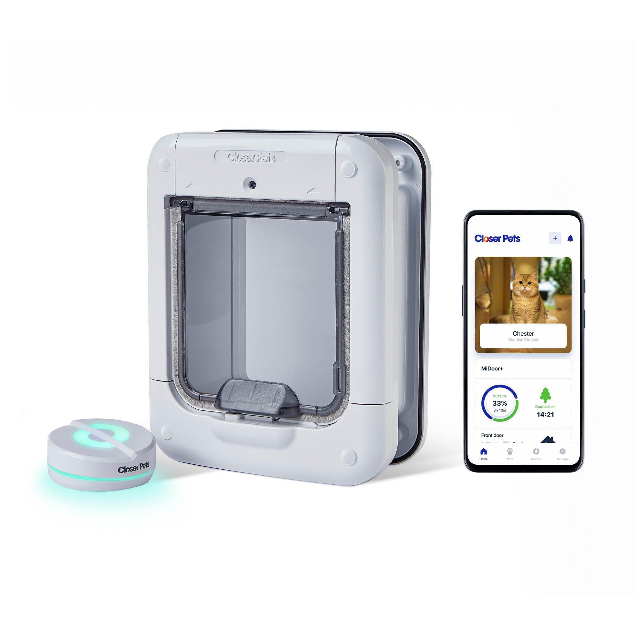 Image of Closer Pets MiDoor+ Smart (Apple iOS) Microchip Cat Flap Bundle (with MiHub)