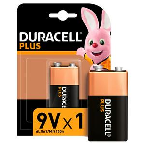 Image of Duracell Plus 9V Alkaline Batteries, pack of 1