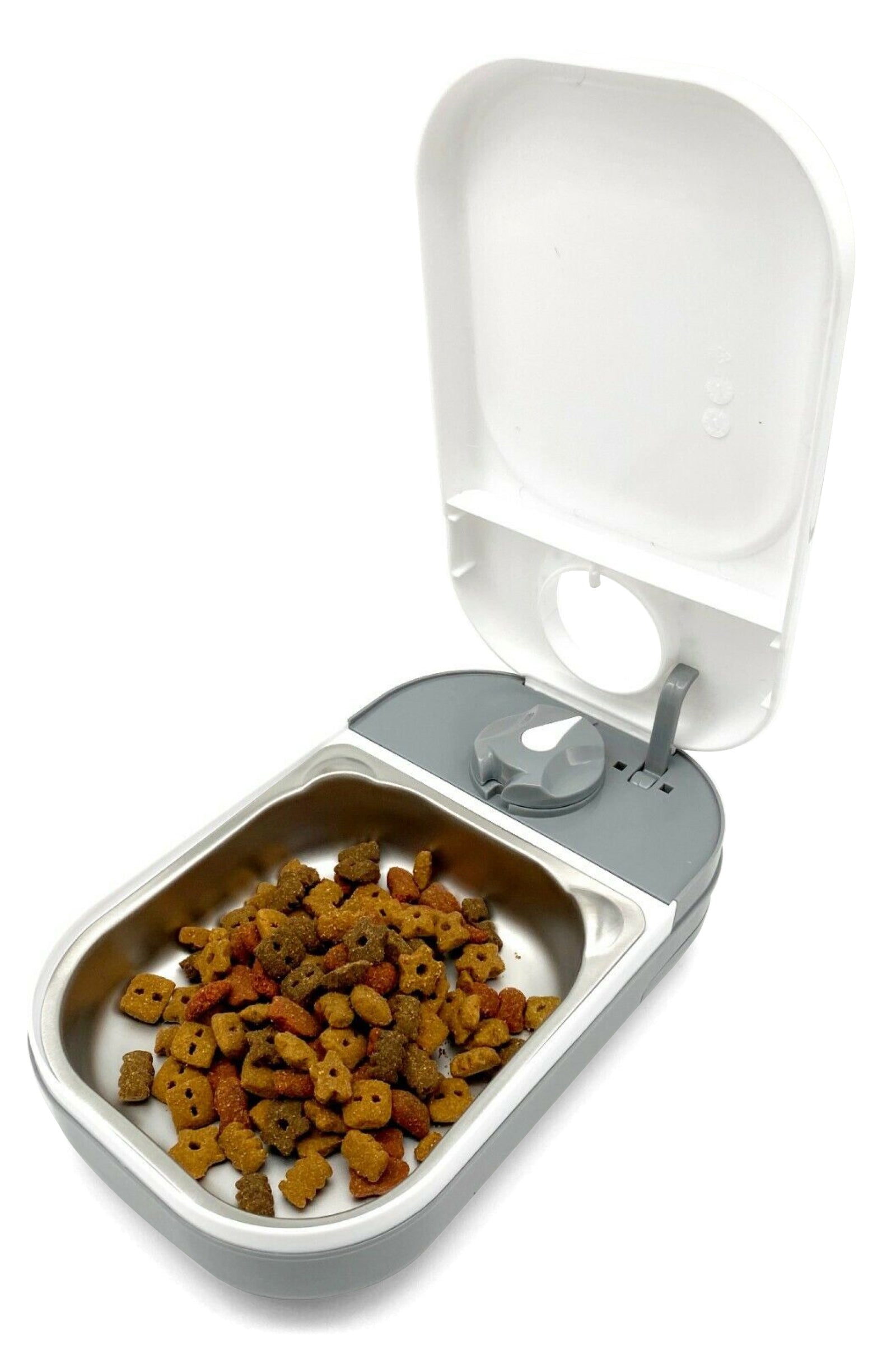 Image of Closer Pets One-Meal Automatic Dry/Wet Food Pet Feeder with Stainless Steel Bowl Inserts (C100)
