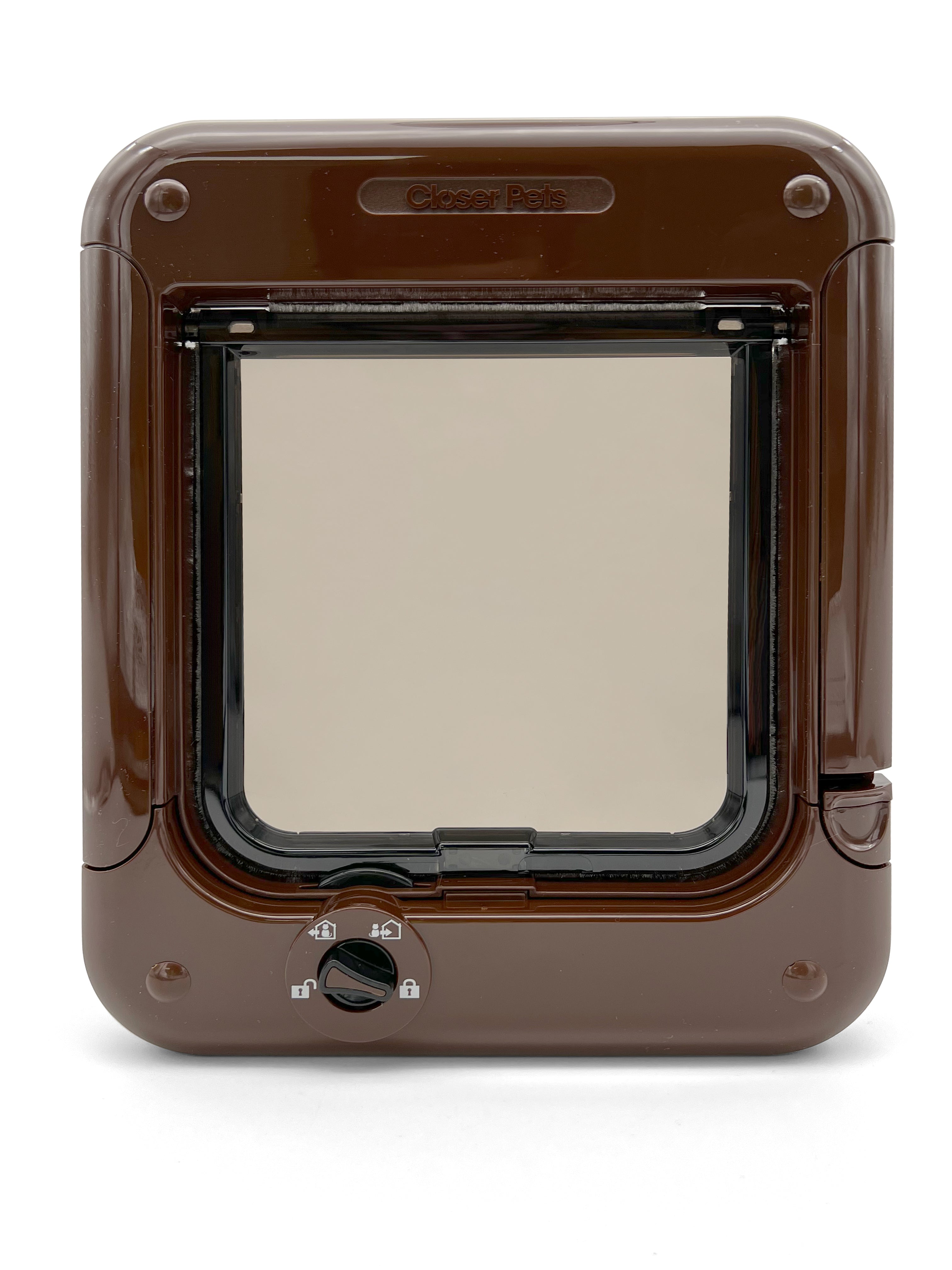 Image of Closer Pets Rotary 4-Way-Locking Cat Flap - Dark Grey / Black / Brown (CP358) - Brown