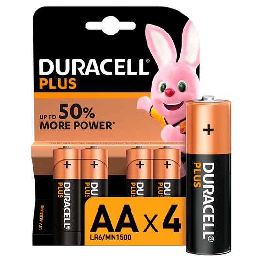 Image of Duracell Plus Alkaline AA Batteries, pack of 4