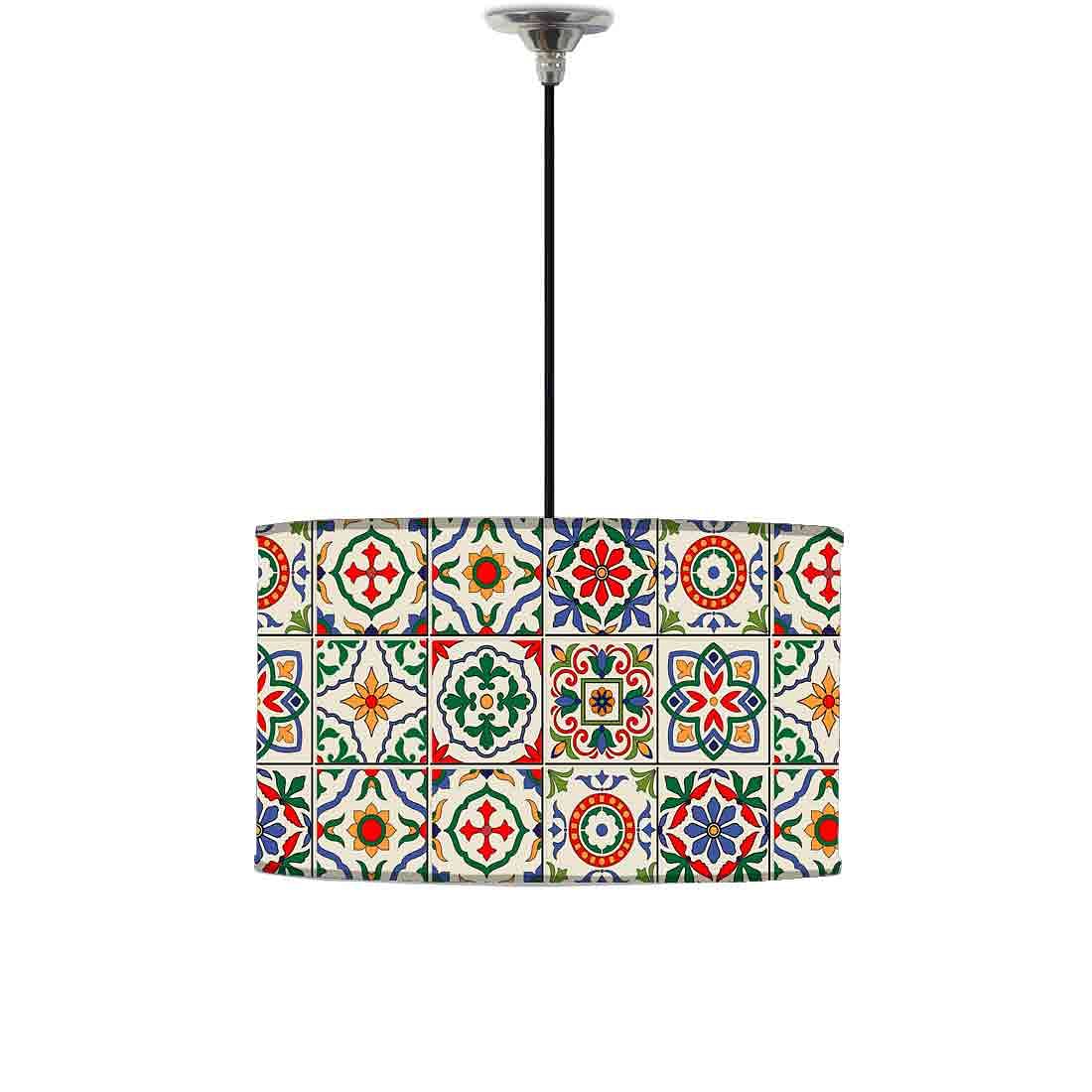 Ceiling Lamp Hanging Drum Lampshade - Talavera Mexican Style Nutcase