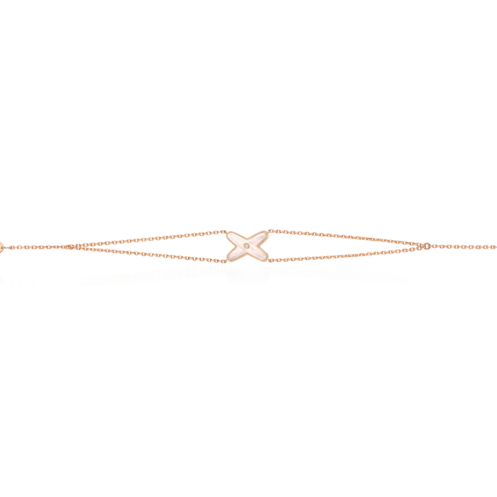 Chaumet Jeux De Liens Necklace 18K Rose Gold White Mother of Pearl With  Diamonds 082930