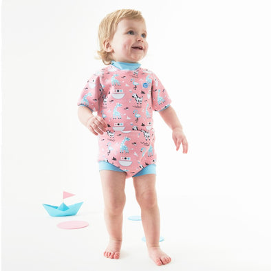 Splash About Girl's Happy Nappy Swimsuit with Swim Diaper, Dragonfly, 3-8  Months