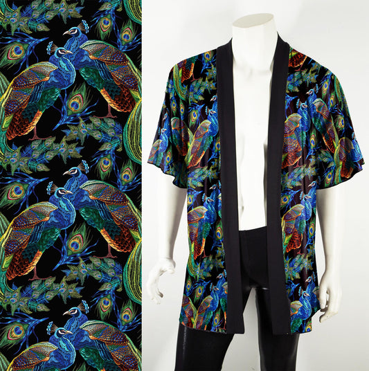 Mens Festival and Rave Outfits: Peacock Kimono and Iridescent Black Le –  Nina J