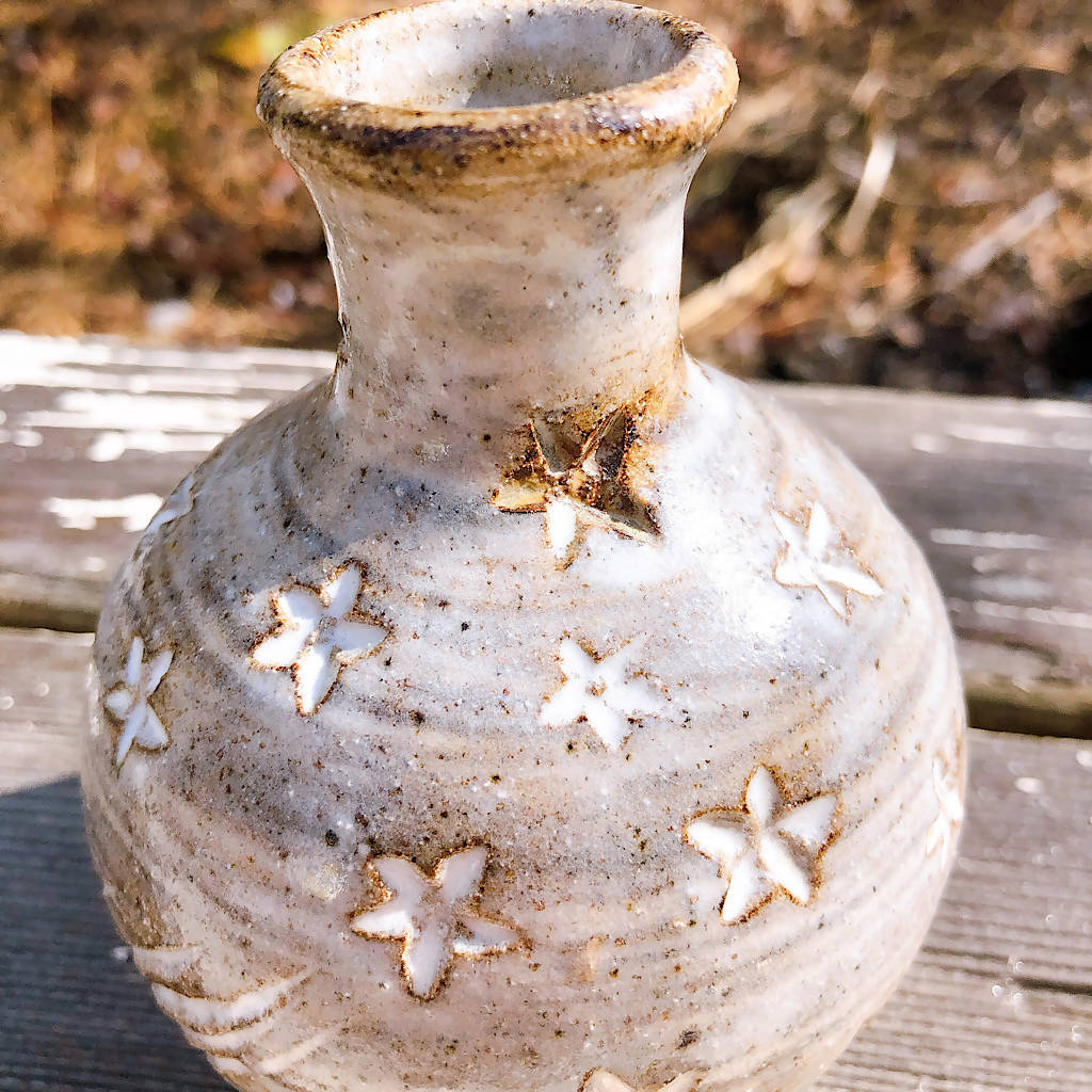 珍品？ 種子島の焼き物 能野焼の花入れ 蹲の壷 花瓶 小壺 - 美術品