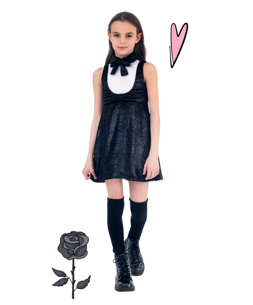 DIY Sustainable Wednesday Addams Goth School Girl For Kids