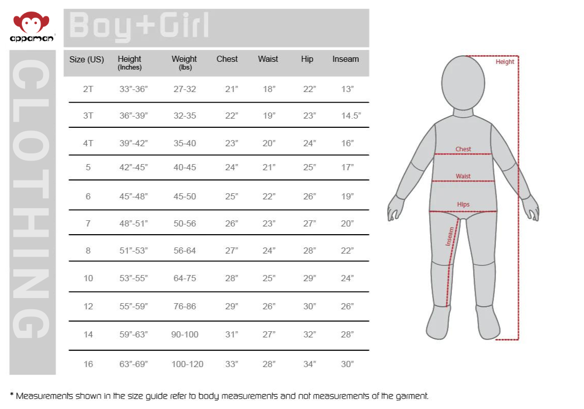 My Clothing Size Chart