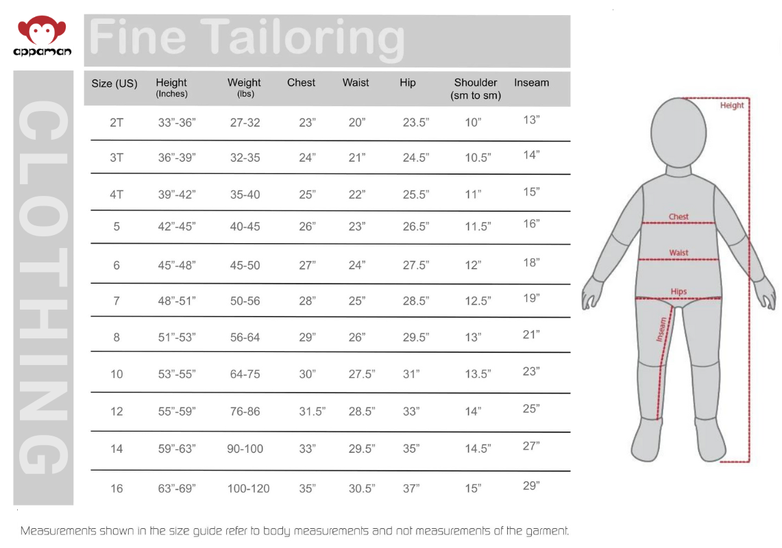 Children Clothing Sizes | Sizing Charts | Appaman