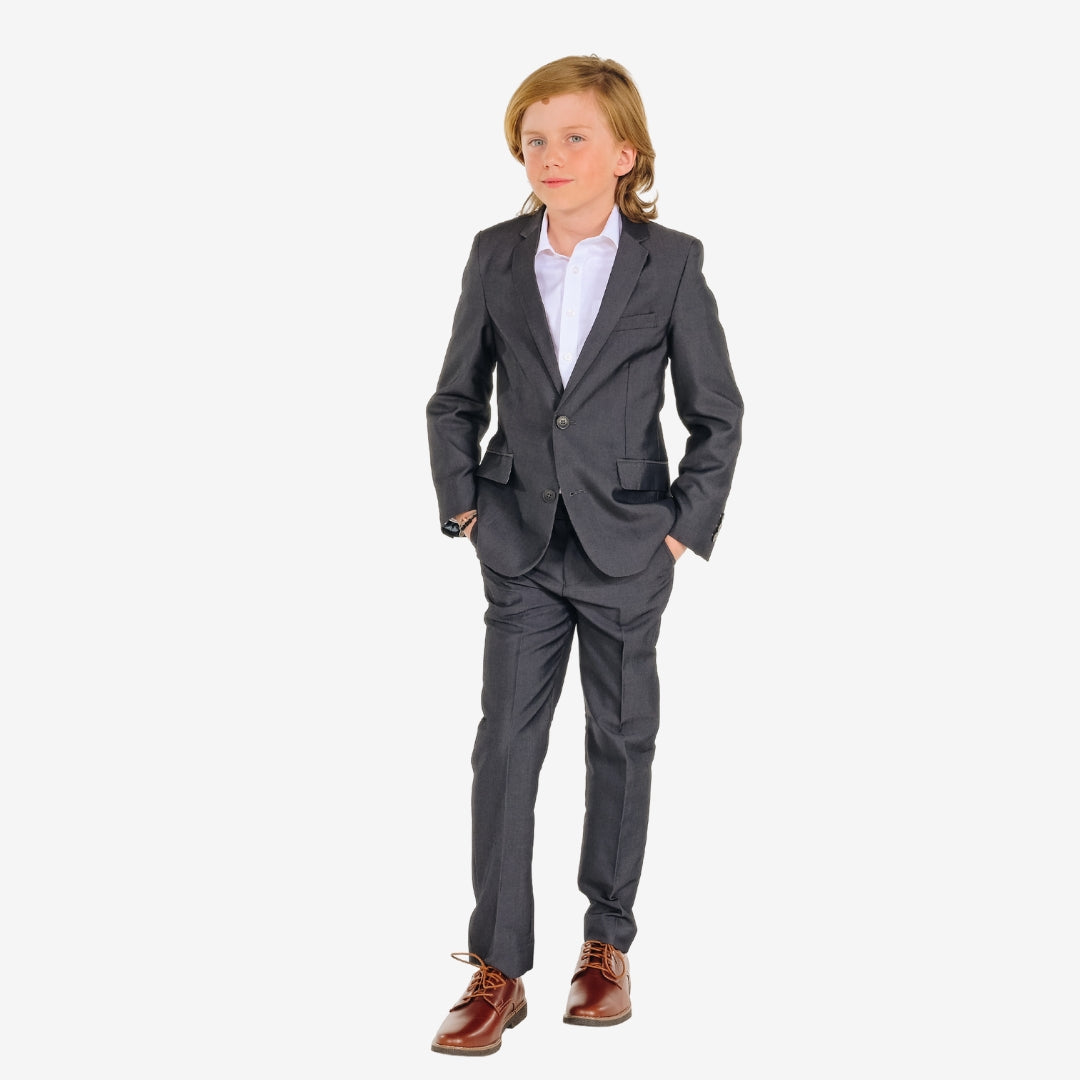 Textured Suit Pants - Dark blue - Kids