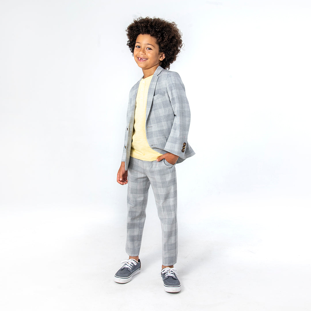 Shop Online Boys Medium Grey Checkered Long Trouser | Grey Trousers |  Chicco India
