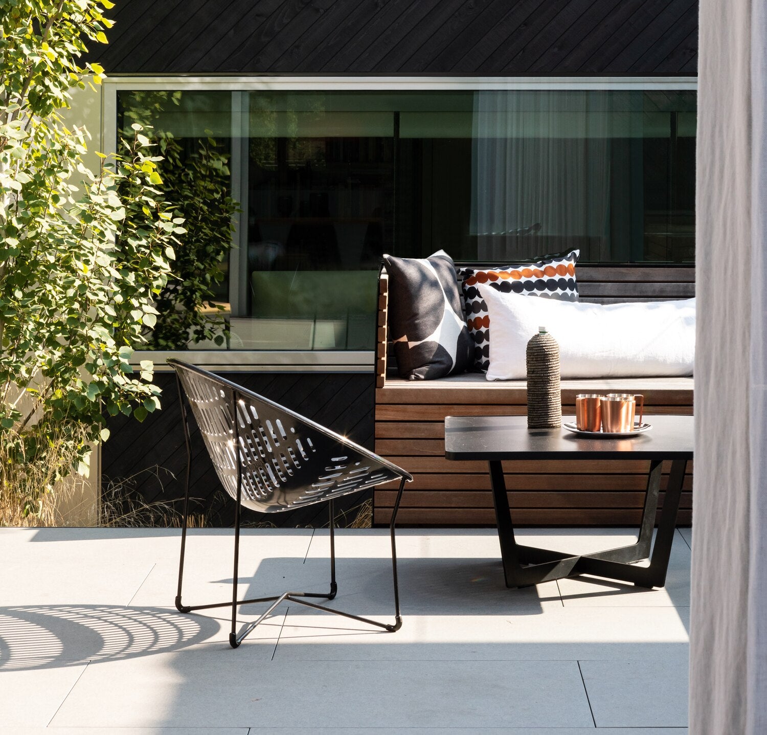 black solair chair on patio