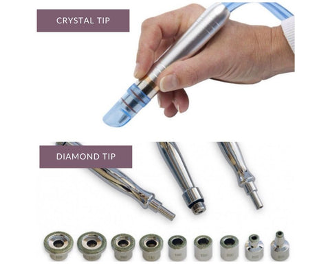 Diamond-tip handpiece microdermabrasion