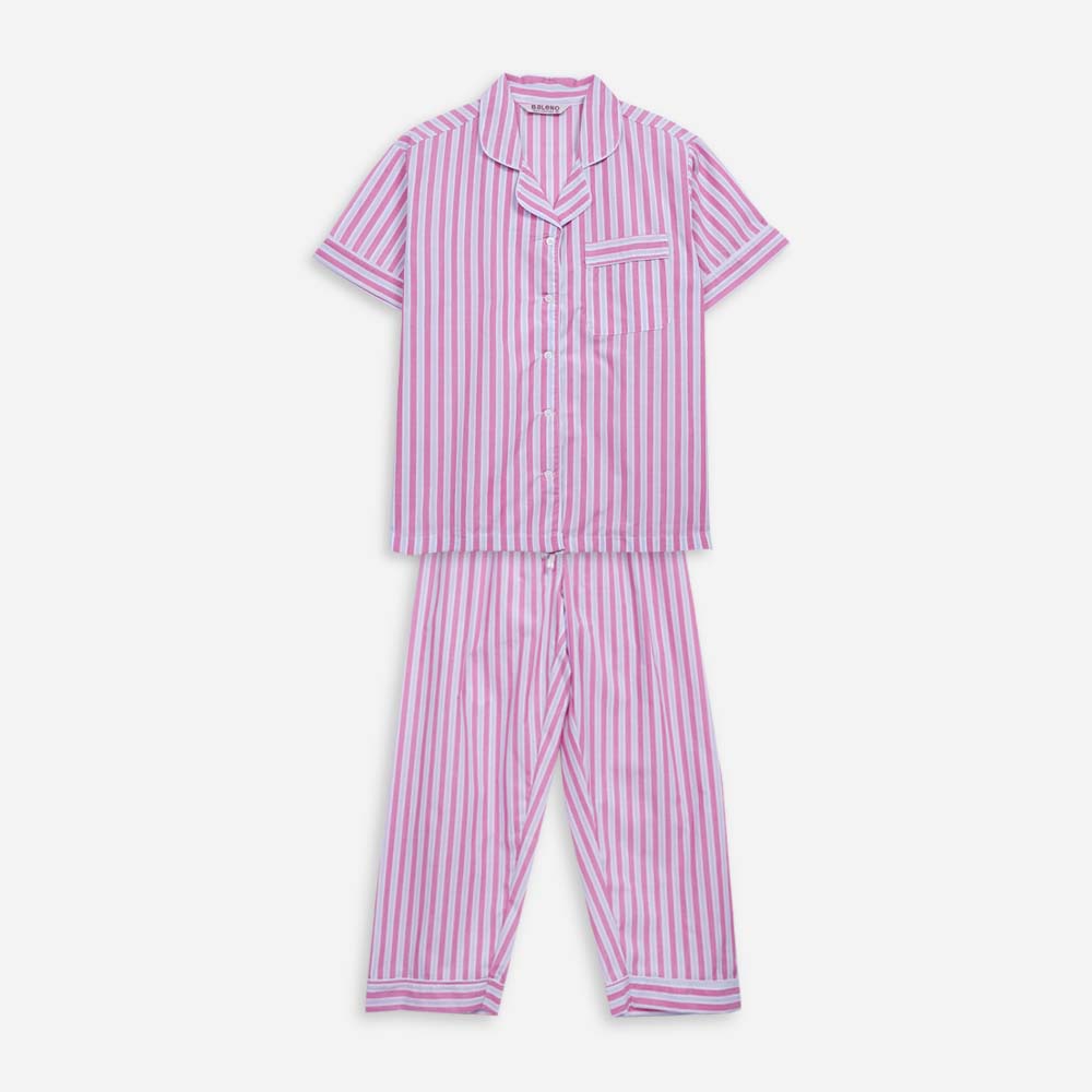 Baleno Sleepwear Women's Fony Pajama Set Stripes Print