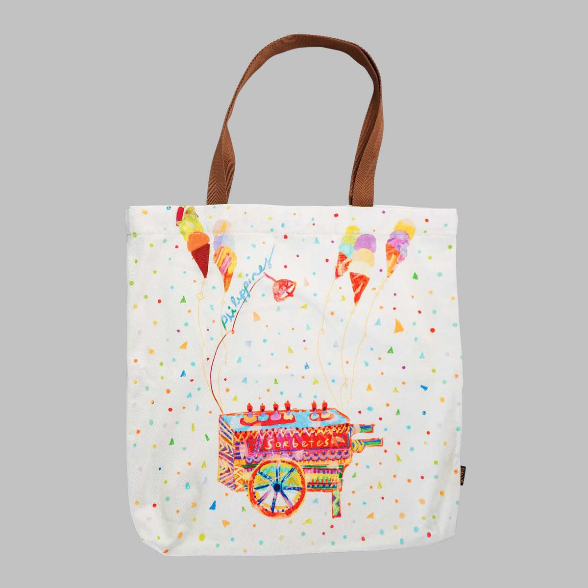 Kultura Tote Bag Special Canvas with Sorbetes Print - White