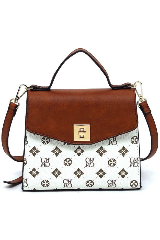 CM Monogram Twist Lock Flap Satchel Purse