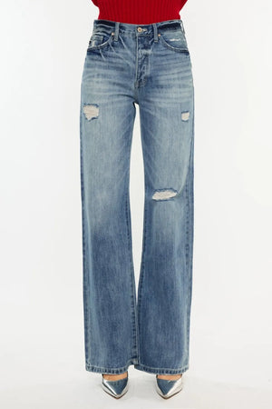 Kancan Distressed High Waist Bootcut Jeans - Blackberry Creek Boutique