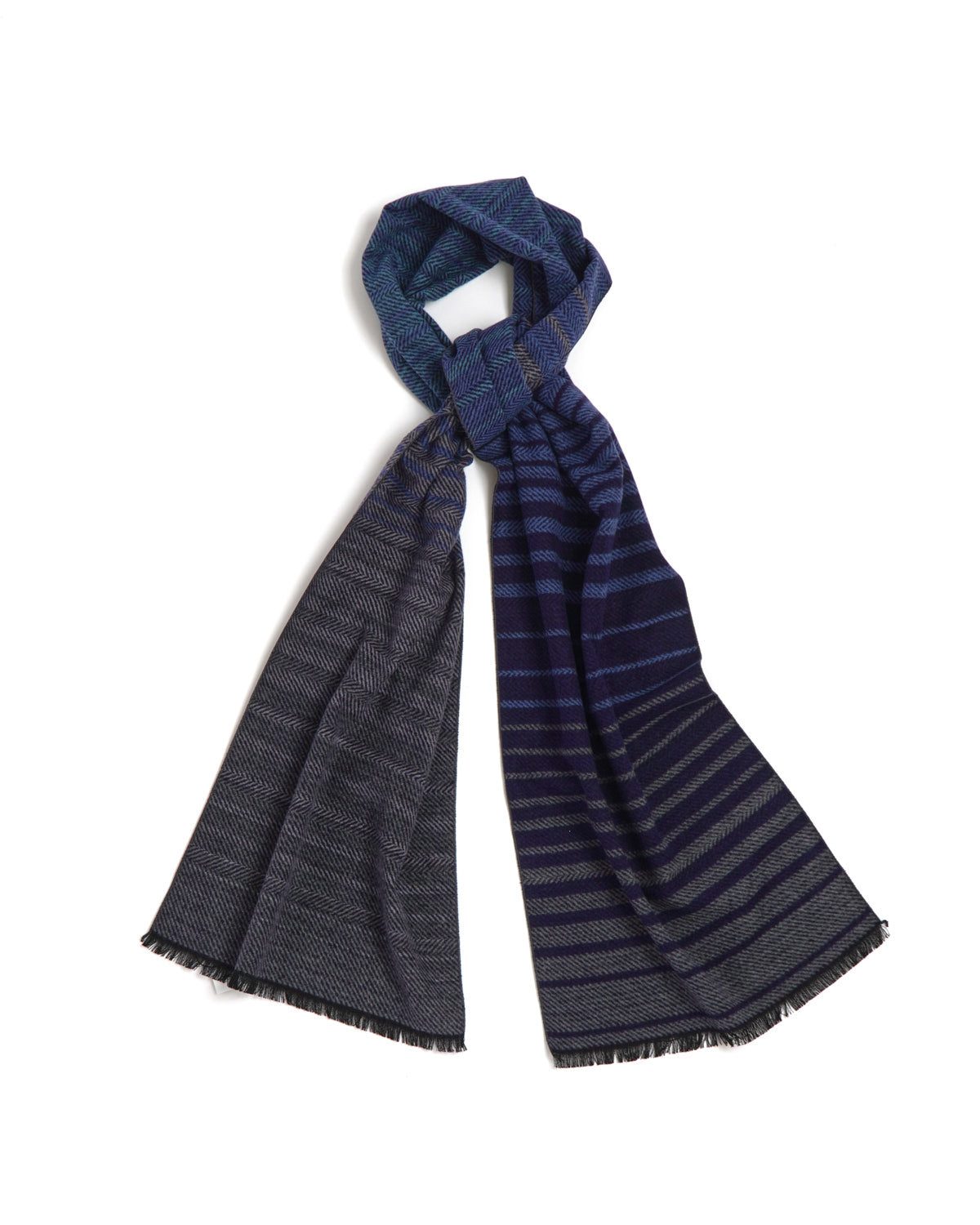 Chelsey Brushed Silk Fish Bone Stripe Scarf - blazerformen.com