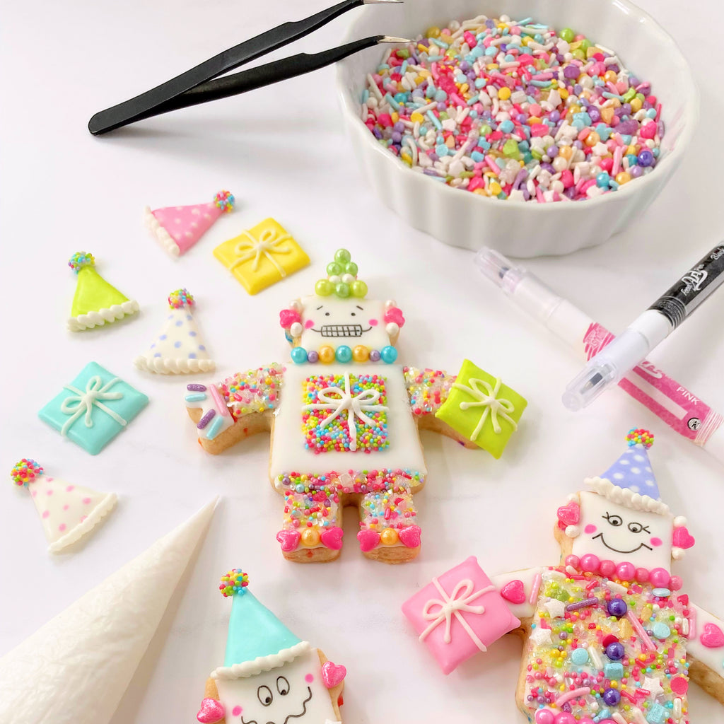 Decorated Sugar Cookies Tutorial by Sprinkle Robot for Bakers Party Shop | www.bakerspartyshop.com