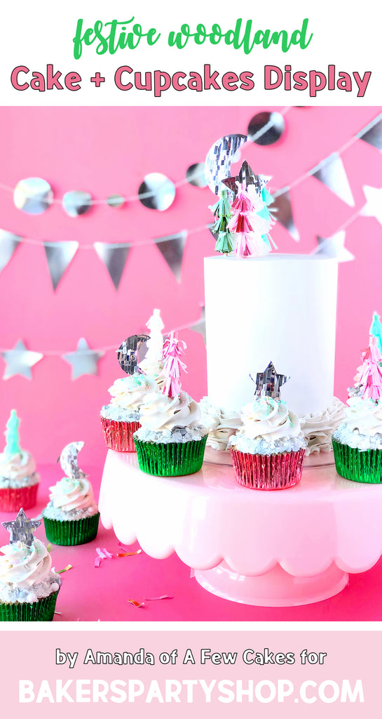 Festive Woodland Cake + Cupcakes Display | www.bakerspartyshop.com