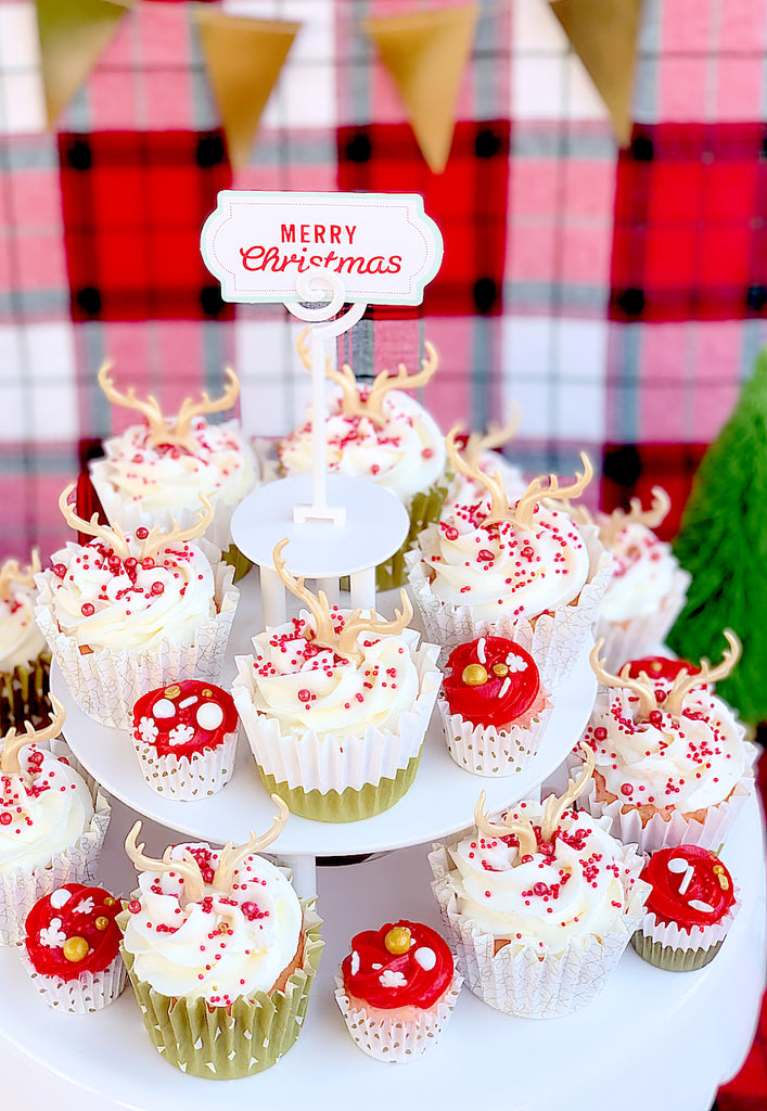 Reindeer Cake + Cupcakes Christmas Display | www.bakerspartyshop.com