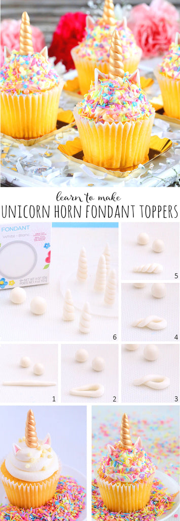 Unicorn Horn Fondant Toppers | www.bakerspartyshop.com