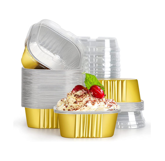 Disposable Aluminum Foil Cupspcs 4oz Mini Cake Pans With Lids 50