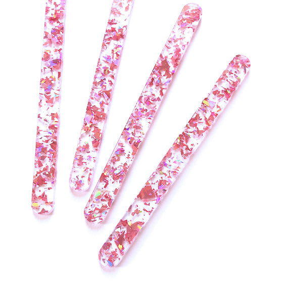 Shop Acrylic Popsicle Sticks: Flake Glitter Ice Pink Cakesicle Sticks –  Sprinkle Bee Sweet