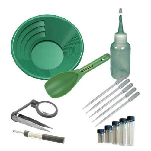15pc Travel Backpack Gold Panning Kit with Mini Sluice Box and 3lb