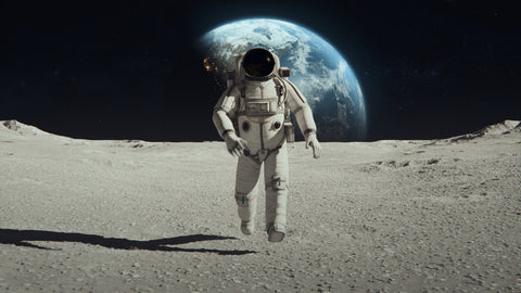 Astronaut walking on the moon.