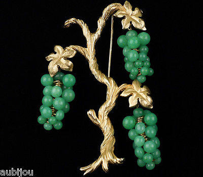 Vintage Marvella Grape Vine Faux Jade Green Peking Glass Cluster Tree ...