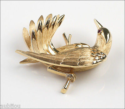 Vintage Crown Trifari 3D Figural Bird Dove Pigeon Brooch Pin 1960's Je ...