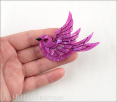 Erstwilder Bird Brooch Pin Fancie Jo Sparrow Pearly Purple Model