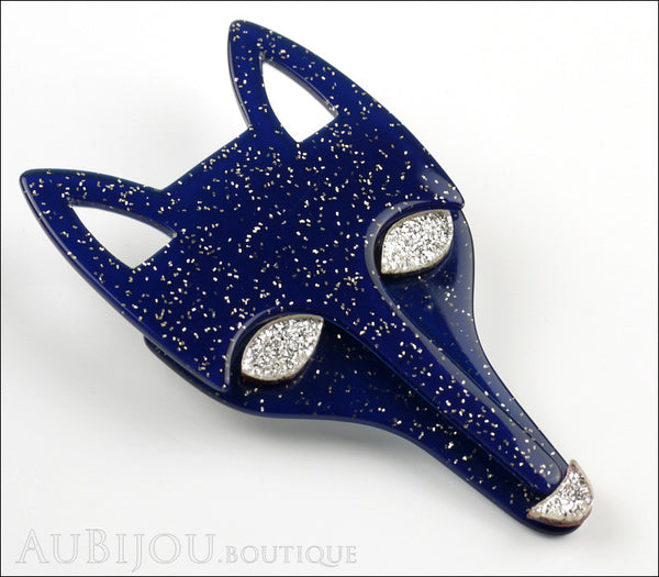 Lea Stein Tete Fox Head Brooch Pin Sparkly Blue Silver – AuBijou Boutique