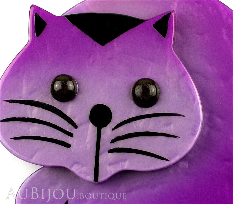 Marie Christine Pavone Brooch Cat Roudoudou Purple Galalith Aubijou Boutique 8381