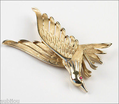 Vintage Crown Trifari 3D Figural Flying Bird Falcon Brooch Pin 1960's ...