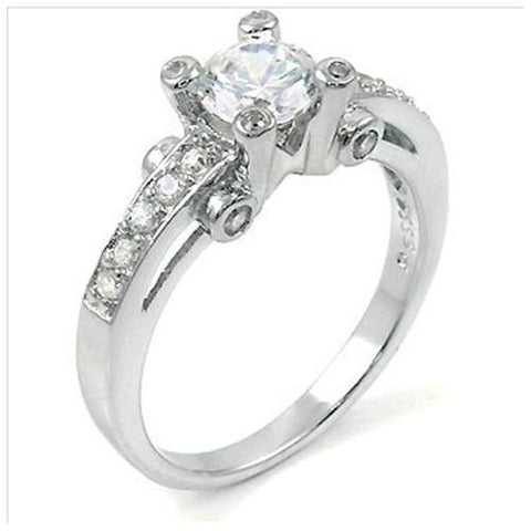 Sterling Silver 1 carat Round Cut CZ Vintage Style Engagement Ring size ...