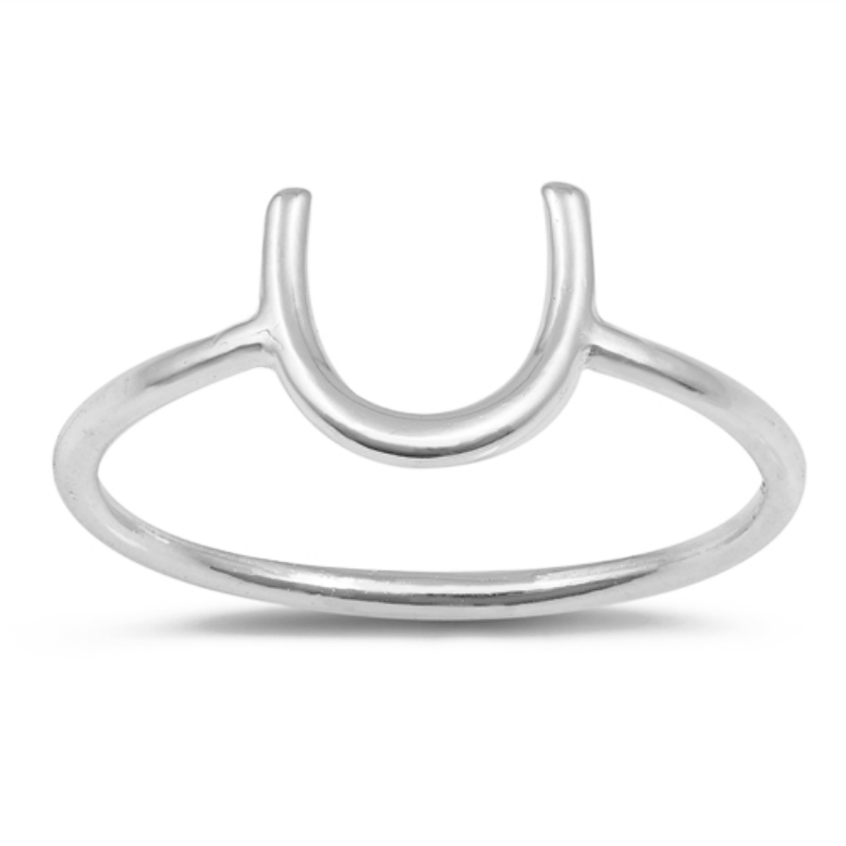 925 Sterling Silver Lucky Horseshoe Ring Size 4-10 Ladies Kids