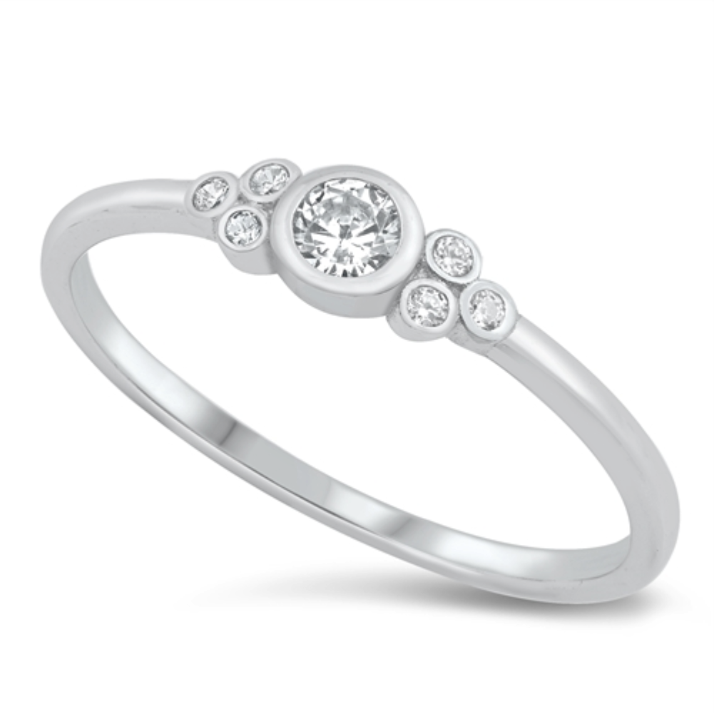 .925 Sterling Silver Cute Round Cut CZ Ring Ladies and Kids Size 4-10 Midi Knuckle Thumb