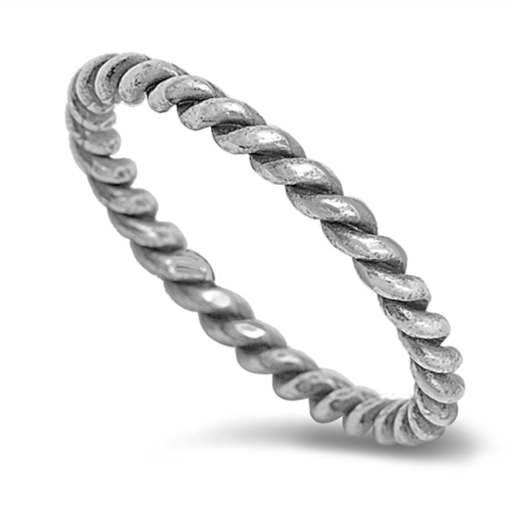 .925 Sterling Silver Cable Rope Eternity Ring Ladies and Kids Sizes 4-10 Midi Knuckle Thumb